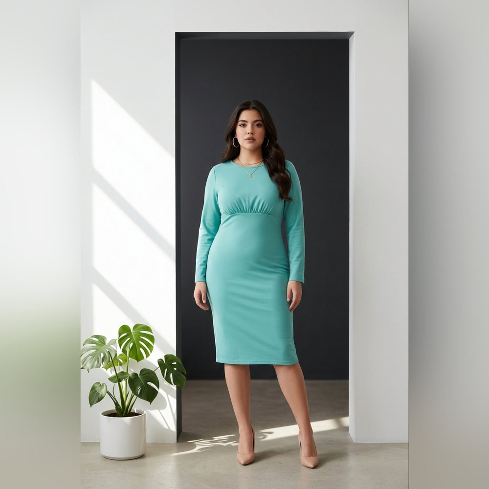 MaryCrafts Aqua Bodycon Midi Dress